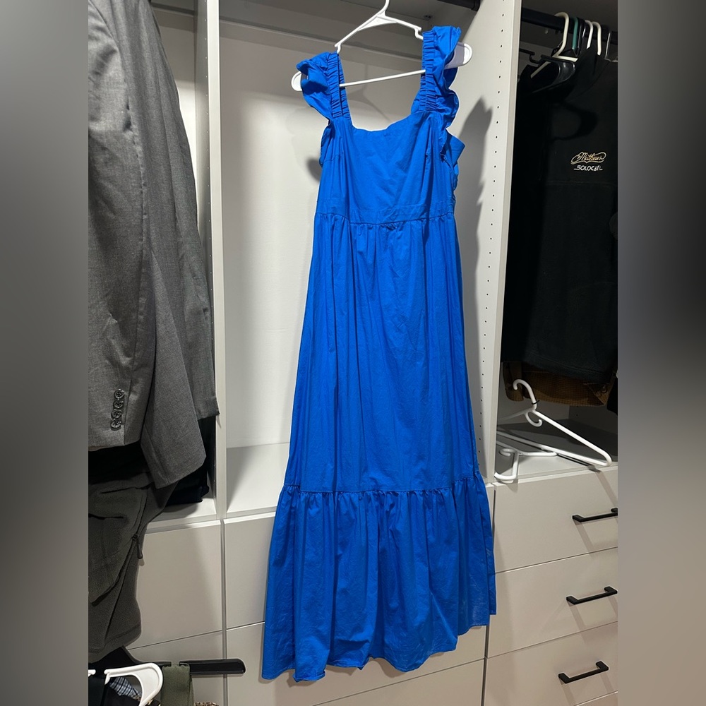 Ruffled Sleeve Blue Women's Dress Boutique